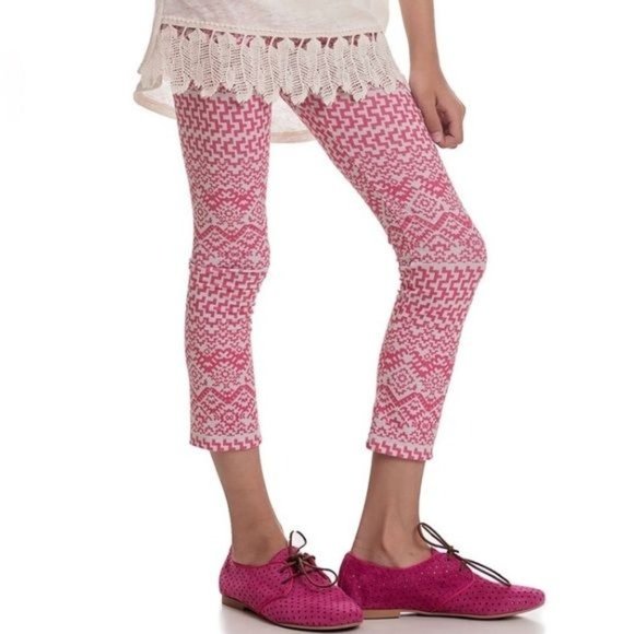 Persnickety NWT Wonderstruck Lisel Legging pink white geometric cropped 6-12m - Picture 3 of 5